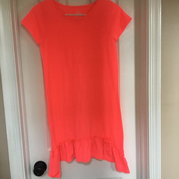 GIRLS Shark Bite Hem Dress Girls Sz 14/16 Peach - Picture 2 of 2